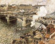 Camille Pissarro Pont Boiedieu in Rouen in a Drizzle oil painting on canvas